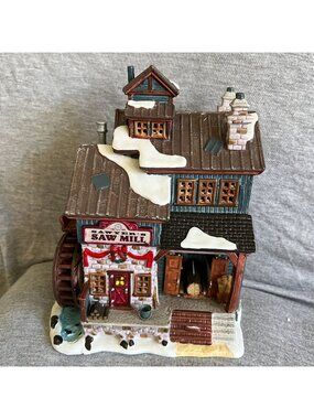 Sawyers Saw Mill Ceramic Christmas Village Decoration - No Light - Repaired
